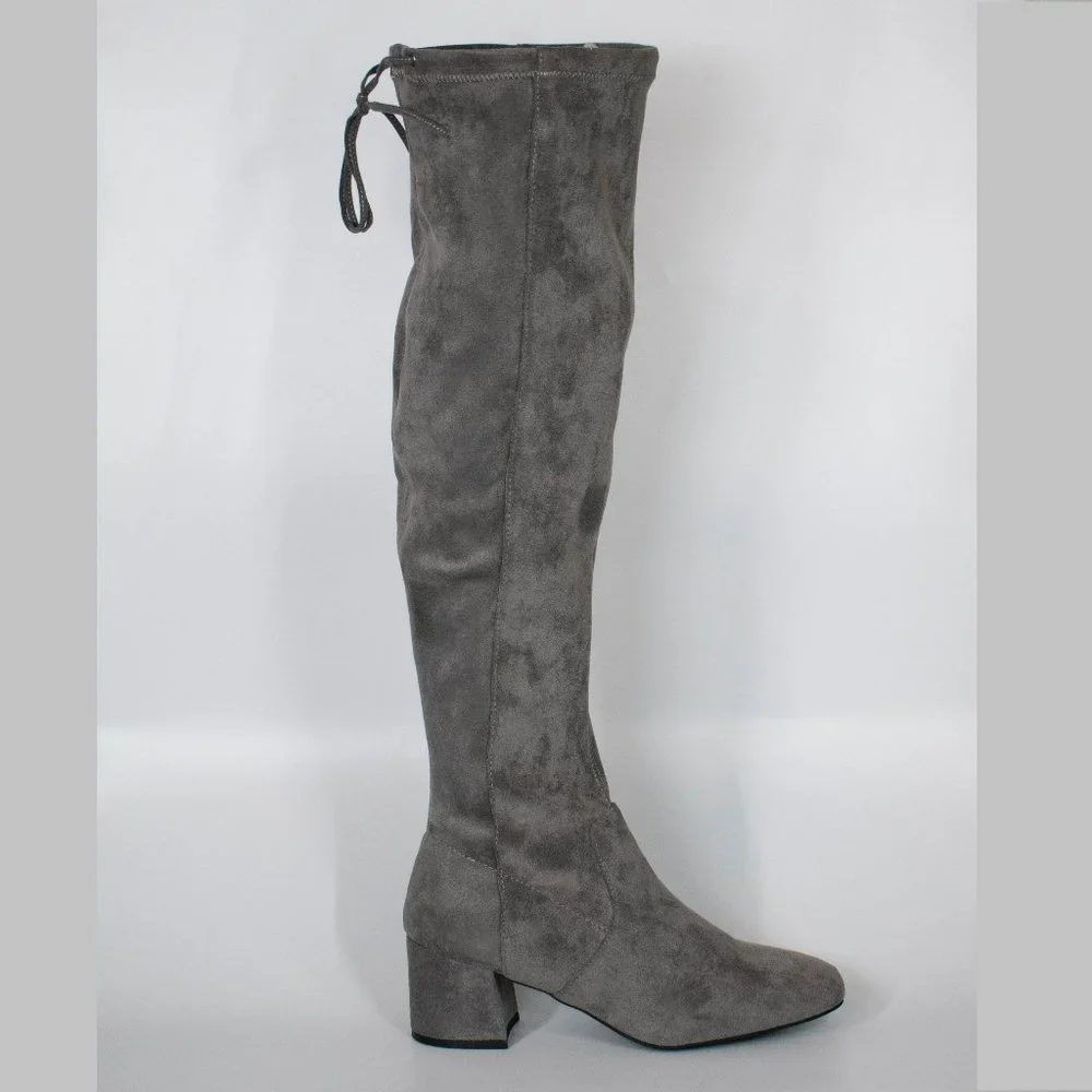 Sugar Women's Gray Cushioned Ollie Almond Toe Block Heel Boots